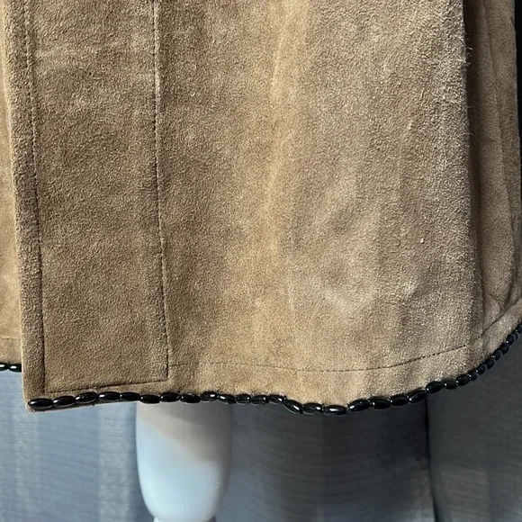 **SOLD** ANNA TRZEBINSKI NTITO COAT TAN SUEDE DUSTER - Picture 9 of 14